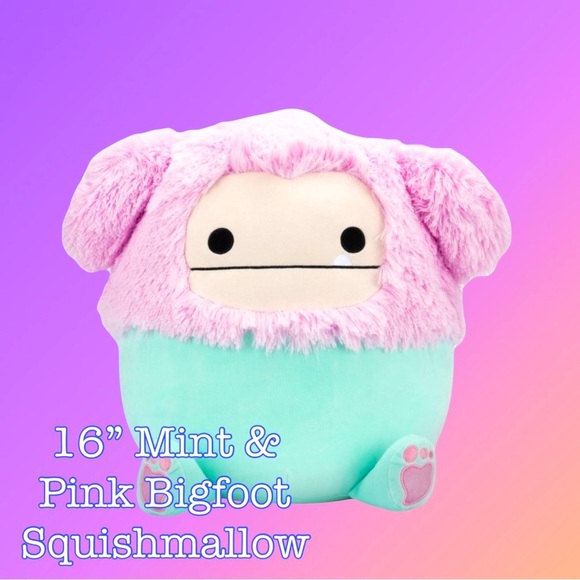 Squishmallows Other - Squishmallows Mint and Pink Bigfoot Plush 16” NWT​